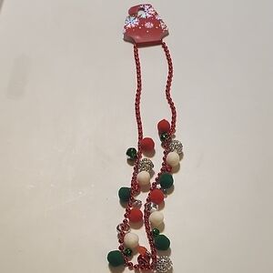 Festive Red and Green Beaded Necklace